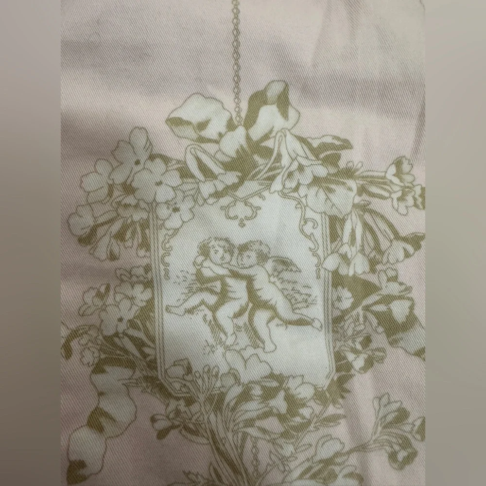 Cotton Tale Designs Pink and Cream Quilted Baby Bedding with Ruffled Trim